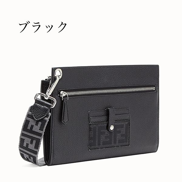 2019春夏新作【FENDI】FF モチーフ フラット レザー ポーチ 2色 9100705